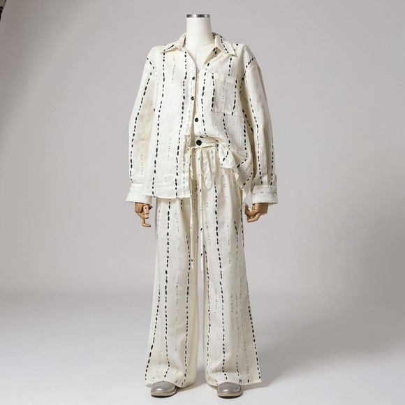 Cream Striped Women's Pants & Jumpsuit Set - Picture 5 of 7